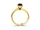 Yellow gold Fancy Black Emerald Cut Diamond Solitaire Engagement Ring with Round Band and Four-Prong Setting_87