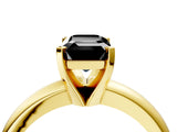 Yellow gold Fancy Black Emerald Cut Diamond Solitaire Engagement Ring with Round Band and Four-Prong Setting_88