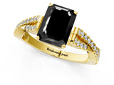 Yellow gold Fancy Black Emerald Cut Diamond Solitaire Engagement Ring with Twisted Pavé Band and Four-Prong Setting_37