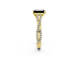 Yellow gold Fancy Black Emerald Cut Diamond Solitaire Engagement Ring with Twisted Pavé Band and Four-Prong Setting_38