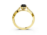 Yellow gold Fancy Black Emerald Cut Diamond Solitaire Engagement Ring with Twisted Pavé Band and Four-Prong Setting_39