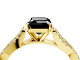 Yellow gold Fancy Black Emerald Cut Diamond Solitaire Engagement Ring with Twisted Pavé Band and Four-Prong Setting_40
