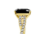 Yellow gold Fancy Black Emerald Cut Diamond Solitaire Engagement Ring with Twisted Pavé Band and Four-Prong Setting_41