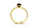 Yellow gold Fancy Black Emerald Cut Diamond Solitaire Pavé Band with Four-Prong Setting_3