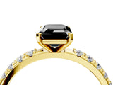 Yellow gold Fancy Black Emerald Cut Diamond Solitaire Pavé Band with Four-Prong Setting_4