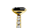 Yellow gold Fancy Black Emerald Cut Diamond Solitaire Pavé Band with Four-Prong Setting_5