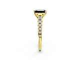 Yellow gold Fancy Black Emerald Cut Diamond Solitaire Ring with Cathedral Setting and Pavé Band_2