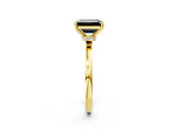 Yellow gold Fancy Black Emerald Cut Diamond Solitaire Ring with Classic Band and Four-Prong Setting_2