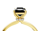 Yellow gold Fancy Black Emerald Cut Diamond Solitaire Ring with Classic Band and Four-Prong Setting_4