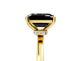 Yellow gold Fancy Black Emerald Cut Diamond Solitaire Ring with Classic Band and Four-Prong Setting_5
