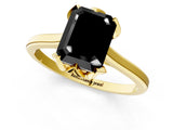 Yellow gold Fancy Black Emerald Cut Diamond Solitaire Ring with Flower Prong Setting and Classic Band_37