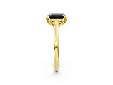 Yellow gold Fancy Black Emerald Cut Diamond Solitaire Ring with Flower Prong Setting and Classic Band_38