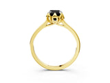 Yellow gold Fancy Black Emerald Cut Diamond Solitaire Ring with Flower Prong Setting and Classic Band_39