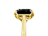 Yellow gold Fancy Black Emerald Cut Diamond Solitaire Ring with Flower Prong Setting and Classic Band_41