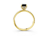 Yellow gold Fancy Black Emerald Cut Diamond Solitaire Ring with Four-Prong Setting and Pavé Band_6