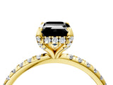 Yellow gold Fancy Black Emerald Cut Diamond Solitaire Ring with Four-Prong Setting and Pavé Band_7