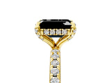 Yellow gold Fancy Black Emerald Cut Diamond Solitaire Ring with Four-Prong Setting and Pavé Band_8