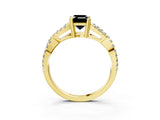 Yellow gold Fancy Black Emerald Cut Diamond Solitaire Ring with Four-Prong Setting and Twisted Pavé Band_3