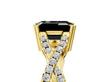 Yellow gold Fancy Black Emerald Cut Diamond Solitaire Ring with Four-Prong Setting and Twisted Pavé Band_5