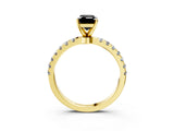 Yellow gold Fancy Black Emerald Cut Diamond Solitaire Ring with Pavé Accents and Four-Prong Setting_3