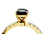 Yellow gold Fancy Black Emerald Cut Diamond Solitaire Ring with Pavé Accents and Four-Prong Setting_4
