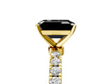 Yellow gold Fancy Black Emerald Cut Diamond Solitaire Ring with Pavé Accents and Four-Prong Setting_5