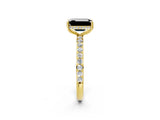 Yellow gold Fancy Black Emerald Cut Diamond Solitaire Ring with Pavé Band and Hidden Halo_14