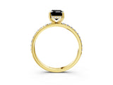 Yellow gold Fancy Black Emerald Cut Diamond Solitaire Ring with Pavé Band and Hidden Halo_15