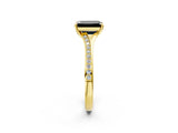 Yellow gold Fancy Black Emerald Cut Diamond Solitaire Ring with Pavé Band and Prong Setting_14