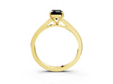 Yellow gold Fancy Black Emerald Cut Diamond Solitaire Ring with Pavé Band and Prong Setting_15