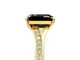 Yellow gold Fancy Black Emerald Cut Diamond Solitaire Ring with Pavé Band and Prong Setting_17