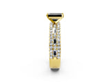 Yellow gold Fancy Black Emerald Cut Diamond Solitaire Ring with Pavé and Channel Set Band_2