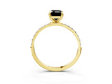 Yellow gold Fancy Black Emerald Cut Diamond Solitaire Ring with Pave Band and Four Prong Setting_15