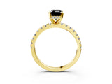 Yellow gold Fancy Black Emerald Cut Diamond Solitaire Ring with Round  Pavé Band and Four-Prong Setting_39