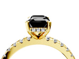 Yellow gold Fancy Black Emerald Cut Diamond Solitaire Ring with Round  Pavé Band and Four-Prong Setting_40
