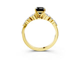 Yellow gold Fancy Black Emerald Cut Diamond Solitaire Ring with Side Stones and Four-Prong Setting_15