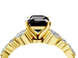 Yellow gold Fancy Black Emerald Cut Diamond Solitaire Ring with Side Stones and Four-Prong Setting_16