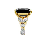 Yellow gold Fancy Black Emerald Cut Diamond Solitaire Ring with Side Stones and Four-Prong Setting_17