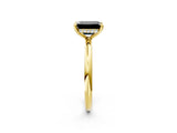 Yellow gold Fancy Black Emerald Cut Diamond Solitaire Ring with Thin Band and Four-Prong Setting_2