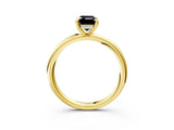Yellow gold Fancy Black Emerald Cut Diamond Solitaire Ring with Thin Band and Four-Prong Setting_3