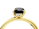 Yellow gold Fancy Black Emerald Cut Diamond Solitaire Ring with Thin Band and Four-Prong Setting_4