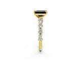 Yellow gold Fancy Black Emerald Cut Diamond Solitaire with Side Stones, Pave Band, Four-Prong Setting_26