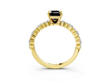 Yellow gold Fancy Black Emerald Cut Diamond Solitaire with Side Stones, Pave Band, Four-Prong Setting_27