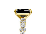 Yellow gold Fancy Black Emerald Cut Diamond Solitaire with Side Stones, Pave Band, Four-Prong Setting_29