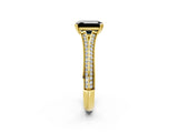 Yellow gold Fancy Black Emerald Cut Diamond Split Shank Engagement Ring with Pavé Band_2
