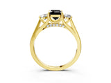Yellow gold Fancy Black Emerald Cut Diamond Three-Stone Engagement Ring with Prong Setting and Pavé Band_3