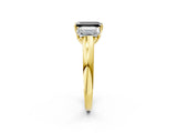 Yellow gold Fancy Black Emerald Cut Diamond Three-Stone Ring with Four-Prong Setting and Classic Band_2