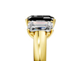 Yellow gold Fancy Black Emerald Cut Diamond Three-Stone Ring with Four-Prong Setting and Classic Band_5