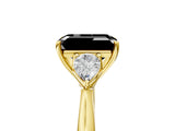 Yellow gold Fancy Black Emerald Cut Diamond Three-Stone Ring with Pear Side Stones and Four-Prong Setting_29