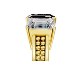 Yellow gold Fancy Black Emerald Cut Diamond Three-Stone Ring with Prong Setting and Textured Band_5